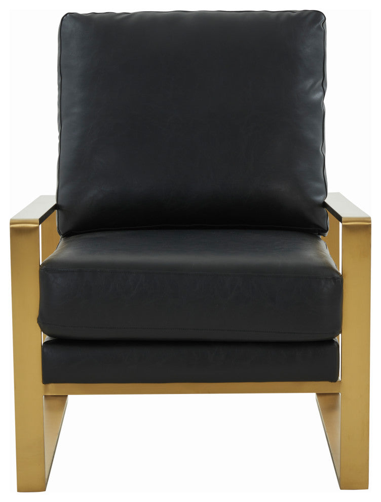 LeisureMod Jefferson 3-Piece Set With 2 Arm Chairs and Coffee Table, Black