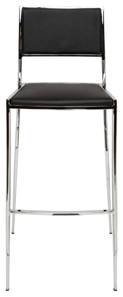 Aaron Vinyl Counter Stool, Black