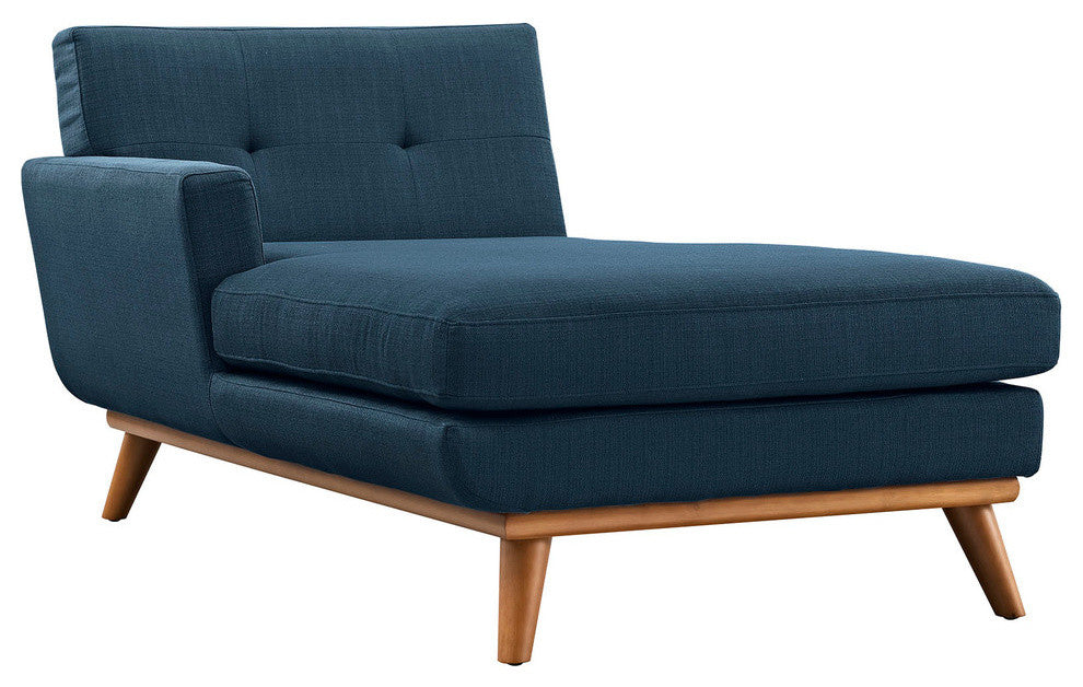 Modern Contemporary Left-Arm Chaise, Navy, Fabric