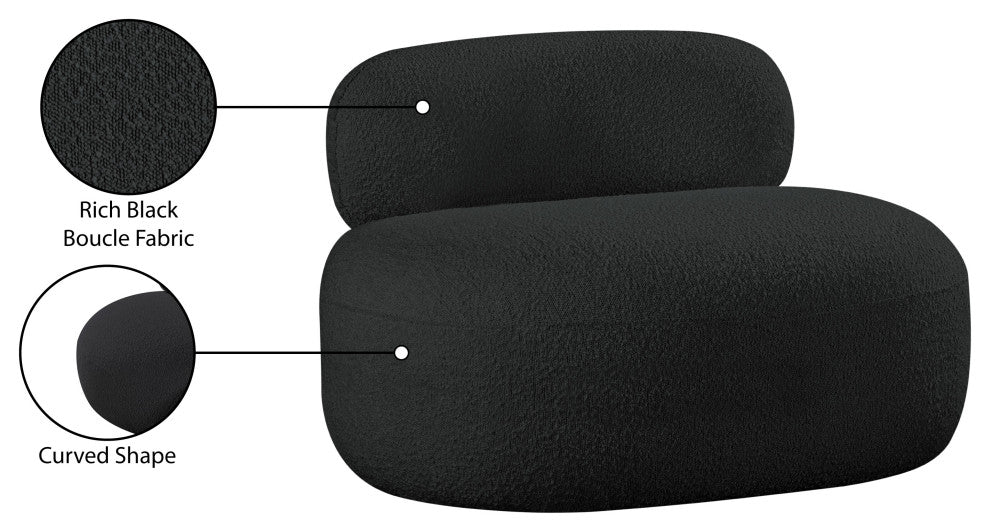 Venti Black Boucle Fabric Upholstered Set, Black, Chair