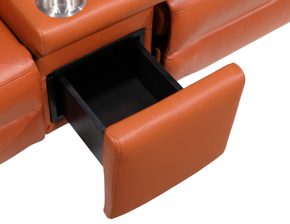 Antonio Italian Leather 8-Piece L-Shaped Power Reclining Sectional, Camel