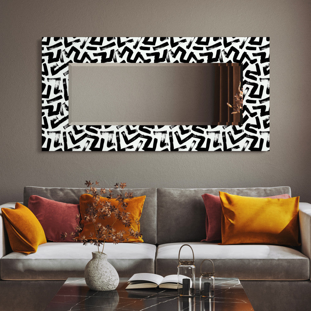 "Intertwined" Rectangular Beveled Leaner Mirror on Tempered Art Glass, 72" X 36"