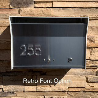 RetroBox Locking Modern Wall Mounted Mailbox, in Black & Gray
