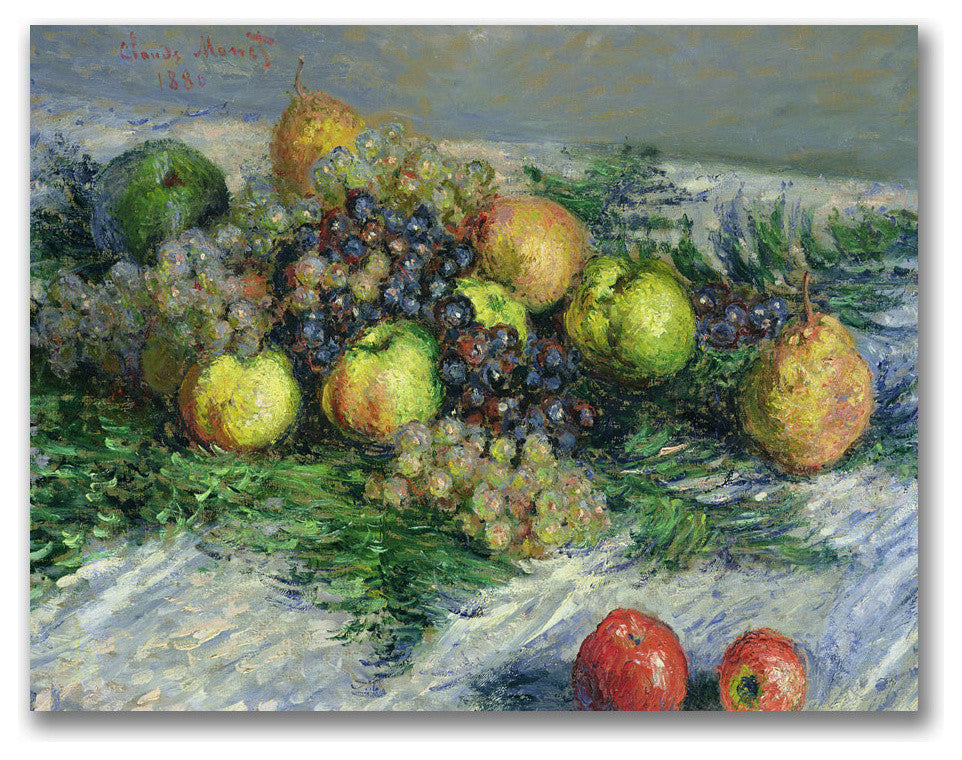 'Still Life with Pears and Grapes' Canvas Art by Claude Monet