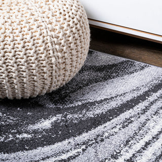 Viscon Abstract Marble Contemporary Light Gray/Black 4'x6' Area Rug