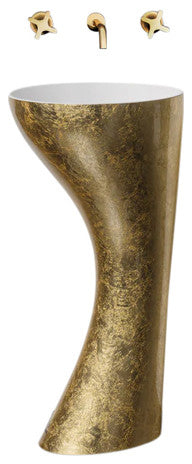 Elisa Luxury Pedestal Sink, Gold Leaf