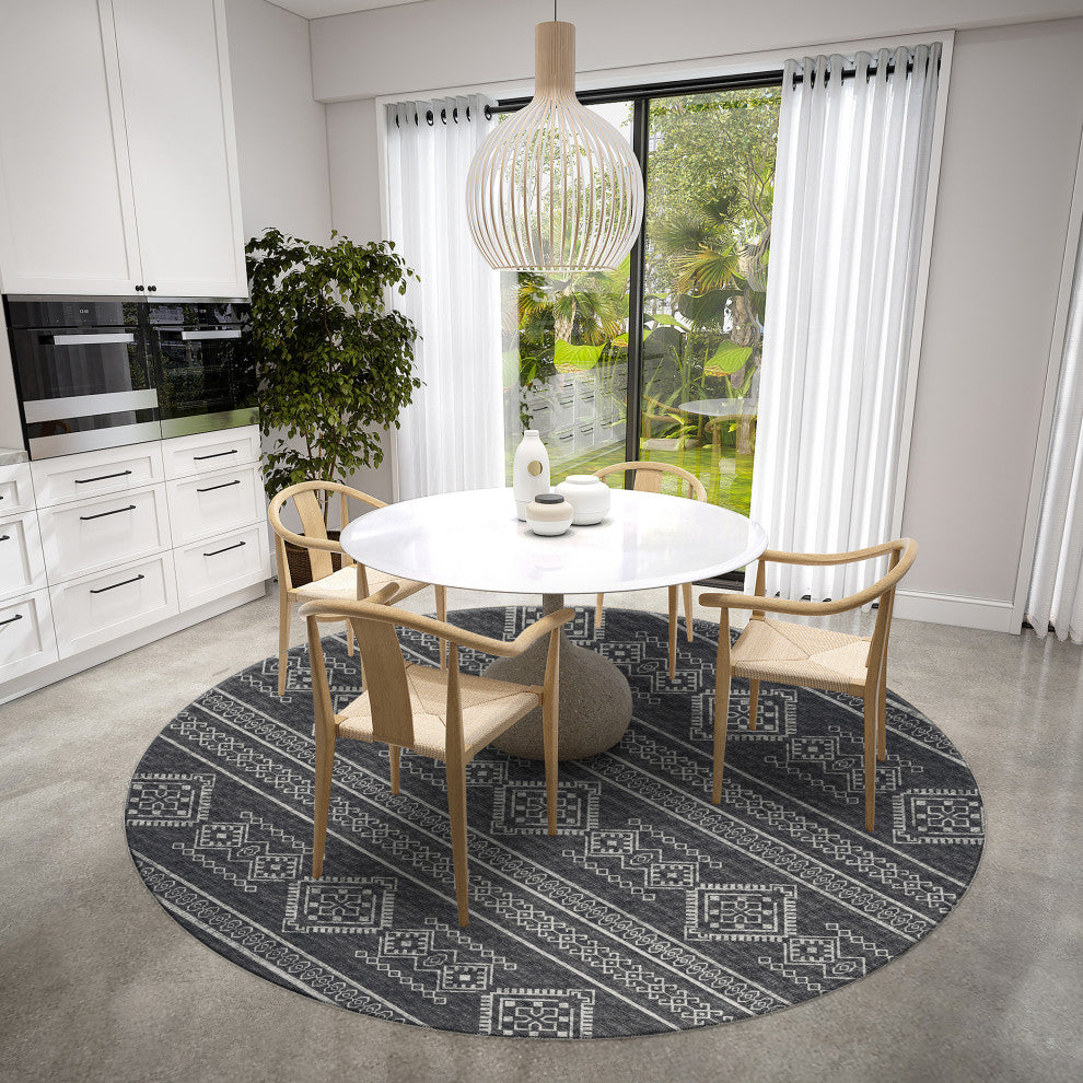 Indoor/Outdoor Sedona SN14 Midnight Machine Washable 10' x 10' Round Rug