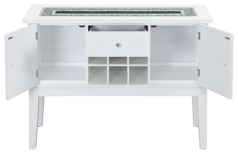 Wood Server With 2 Doors and a Drawer, White