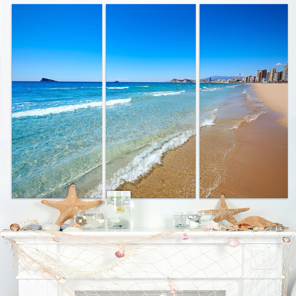 "Benidorm Poniente Beach Waves" Canvas Wall Art, 3 Panels, 36"x28"