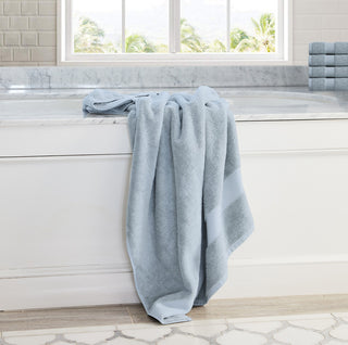 Delara 20-Piece Solid 100% Organic Cotton Plush Bath Towel Set 30"x58", Light Blue