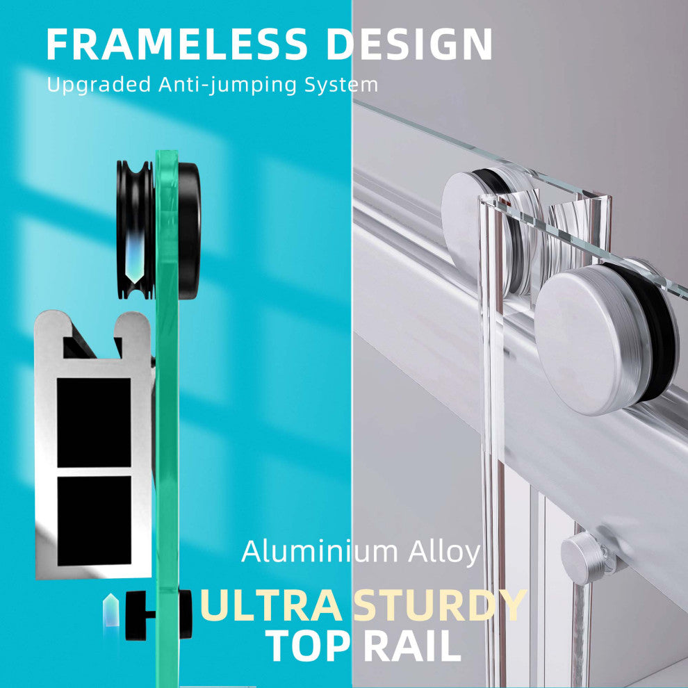 72" W x 79" H Double Sliding Frameless Shower Door, Brushed Nickel;, 72" X 79";