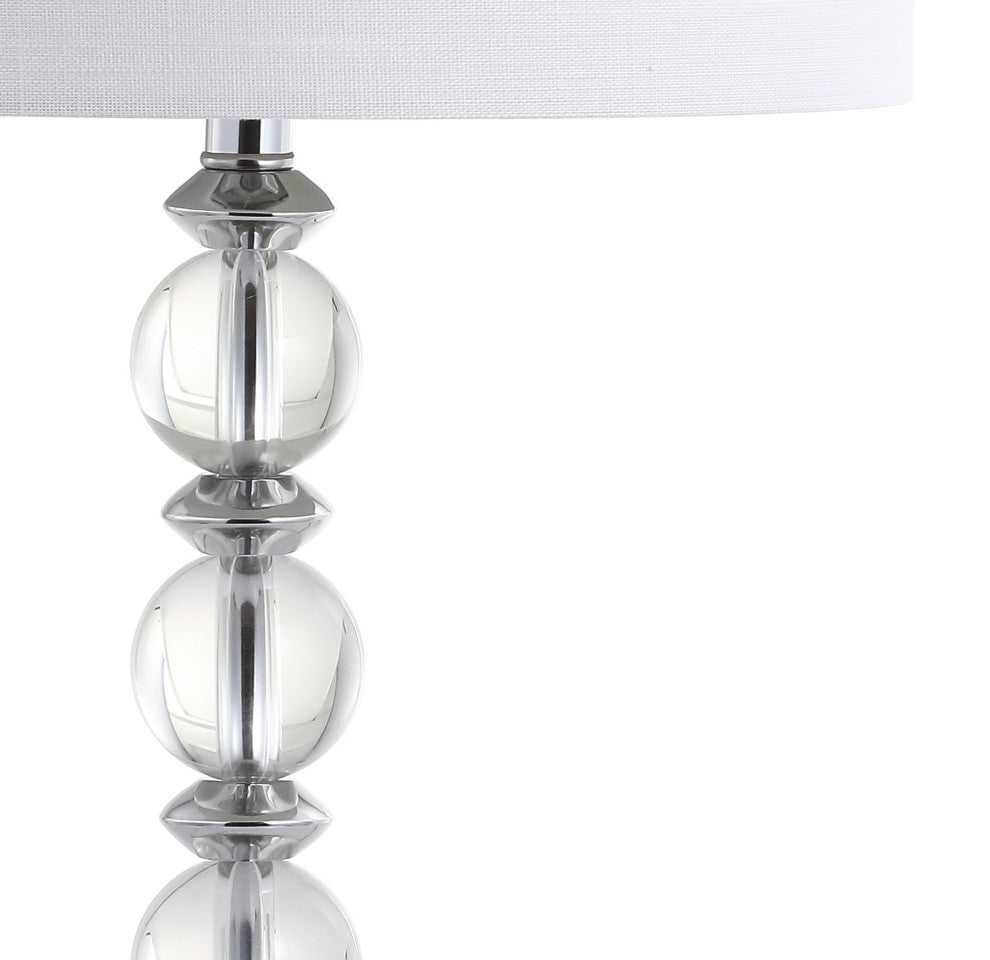 Paul Crystal and Metal LED Table Lamp, Clear and Chrome, Set of 2, 26"