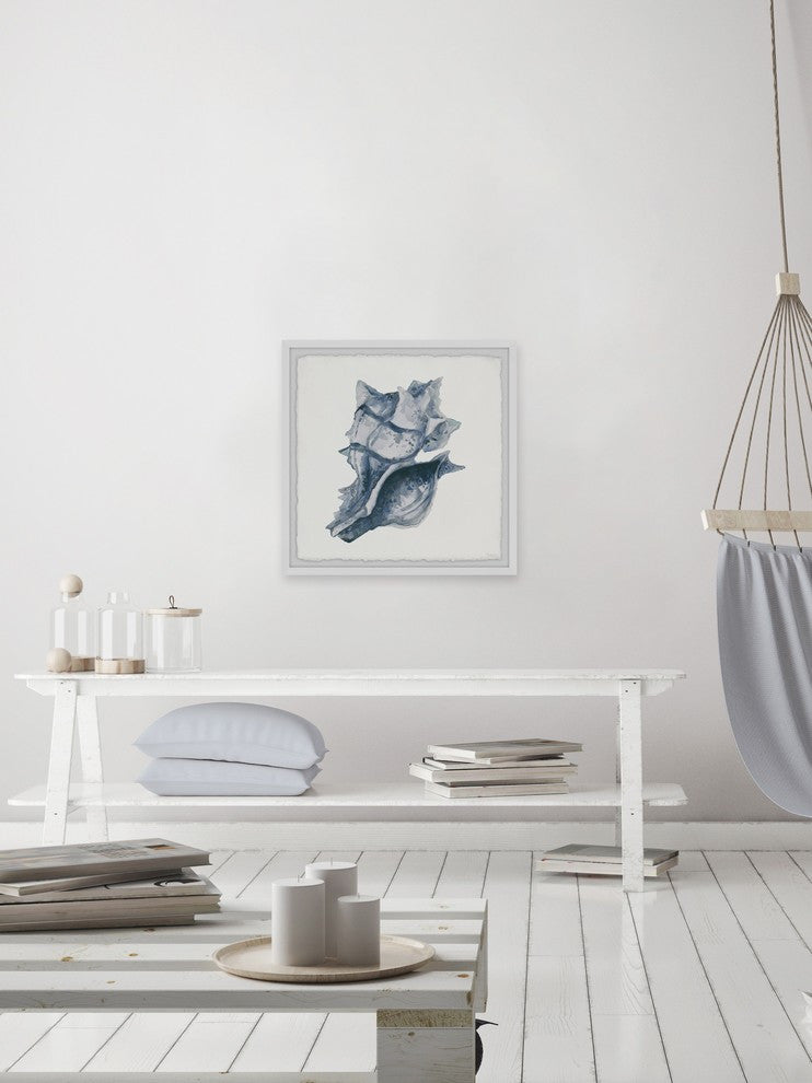 "Indigo Shell" Framed Painting Print, 24"x24"