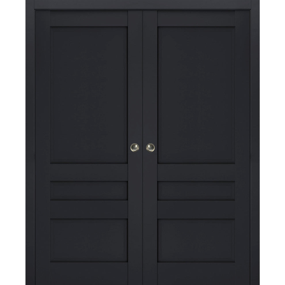 Sliding Interior French Double Pocket Doors | Veregio 7411 Antracite 84x 96