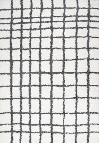 Arenal Geometric Grid Shag, White/Black, 5'x8'