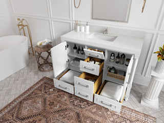 Aberdeen 48 Single Sink Bath Vanity in White 2" Empira Quartz