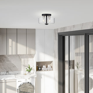 Whitworth 2 Light Black Medium Semi-Flush with Clear Glass
