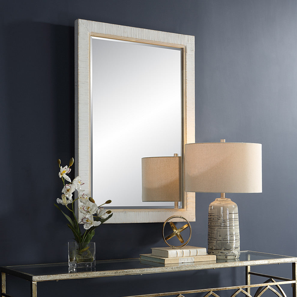 Uttermost 09829 Cape Whitewashed Rattan Mirror