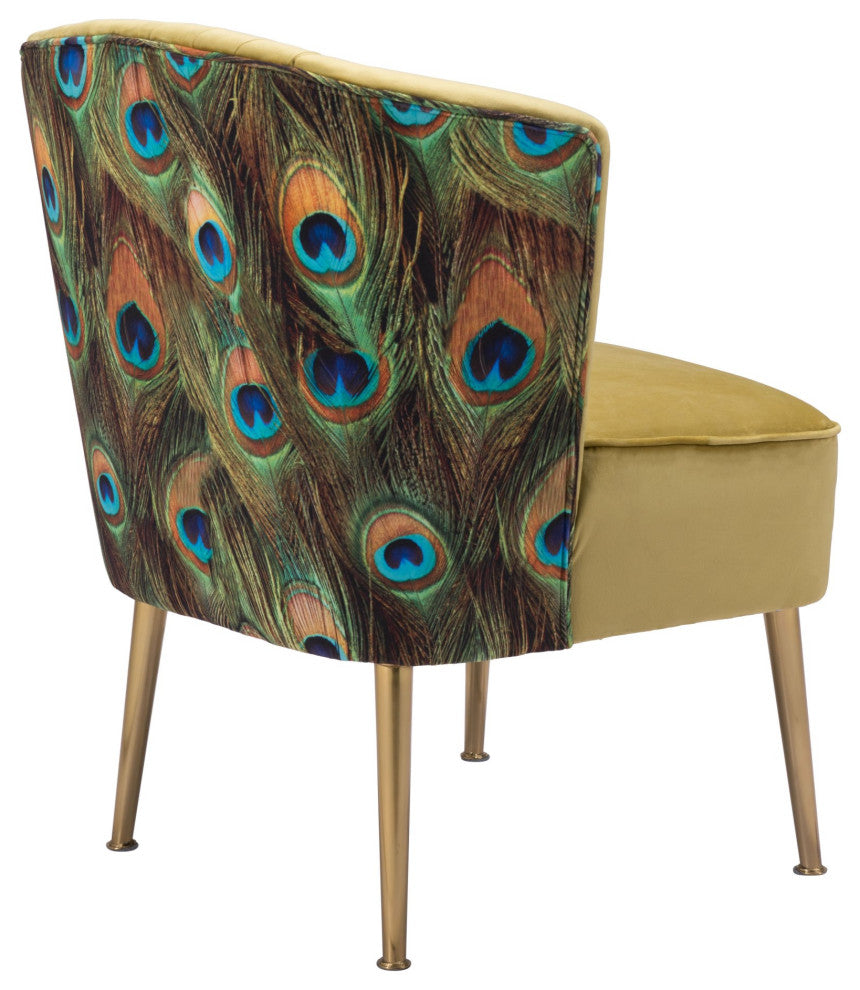 Accent Chair, Steel, Fabric, Green, Gold, Living Lounge Cafe Lobby Hospitality