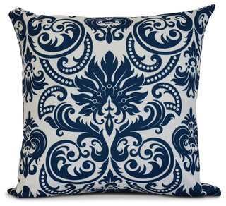 18x18", Floral Outdoor Pillow, Blue