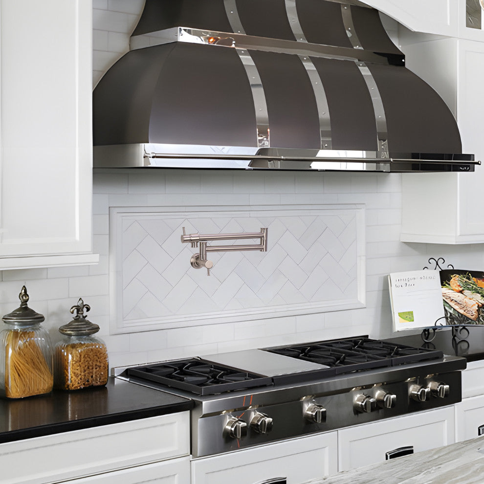 Akicon Pot Filler Kitchen Faucet Wall-Mounted, Brushed Nickel