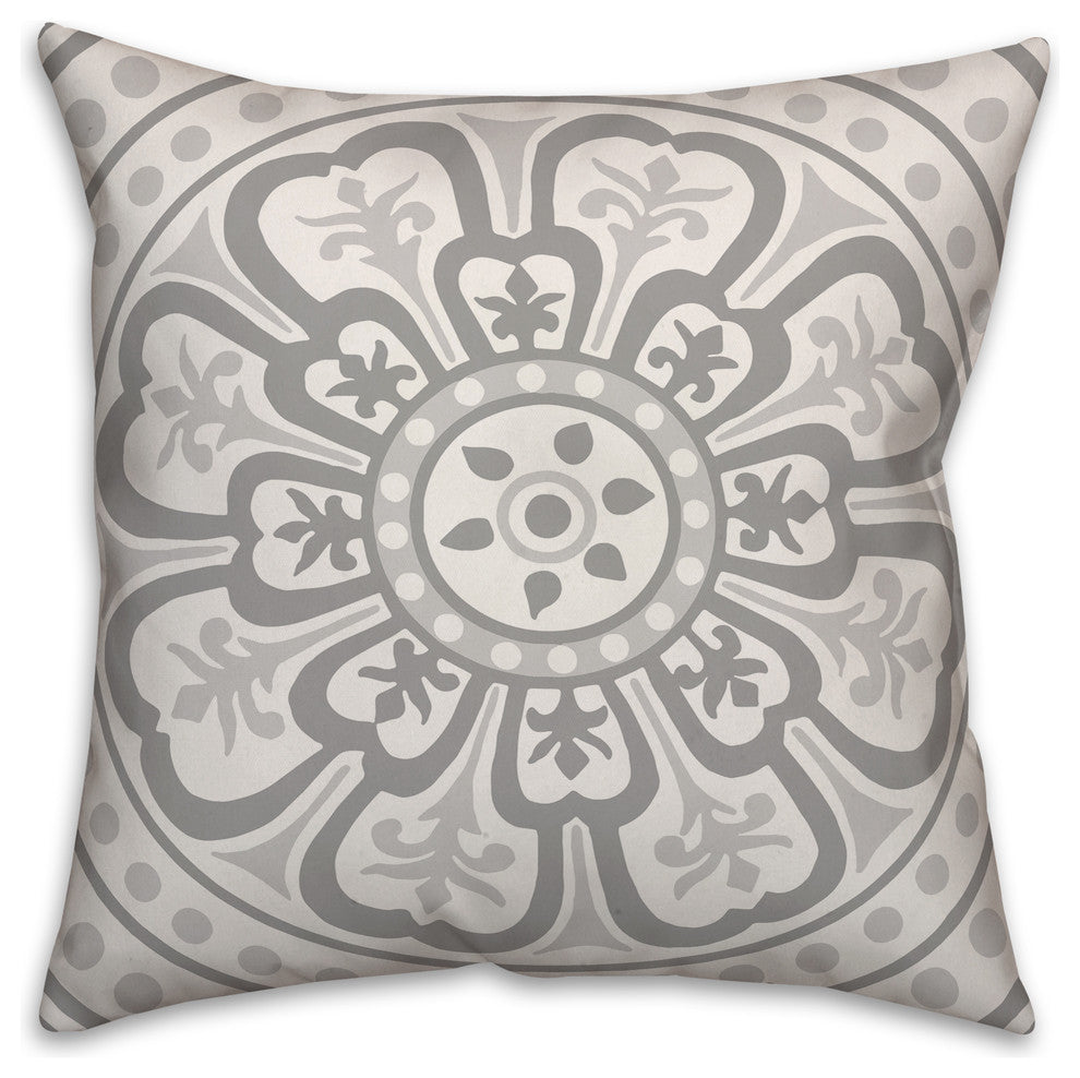 Gray Medallion 20x20 Throw Pillow