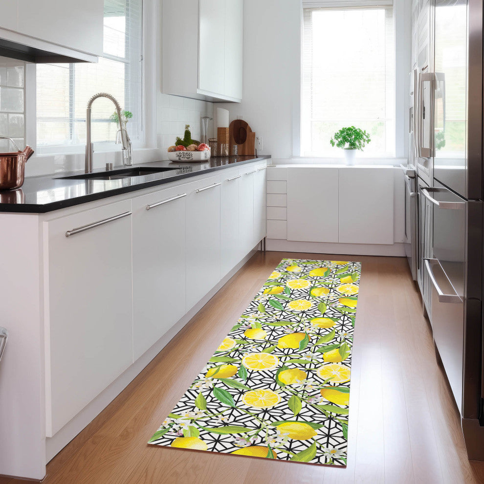 Indoor/Outdoor Kendall KE5 Ivory Machine Washable 2'3" x 7'6" Runner Rug