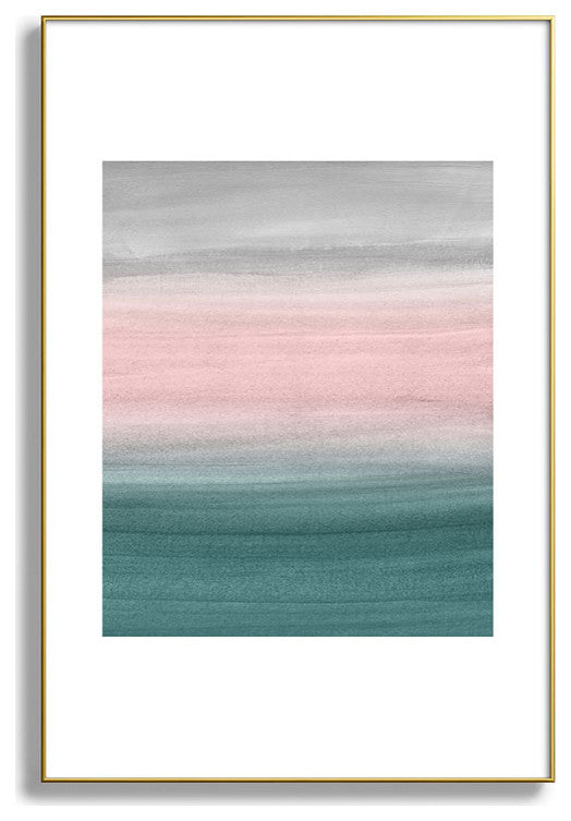 Anita's & Bella's Artwork Teal Blush Gray Watercolor Metal Framed Art Print