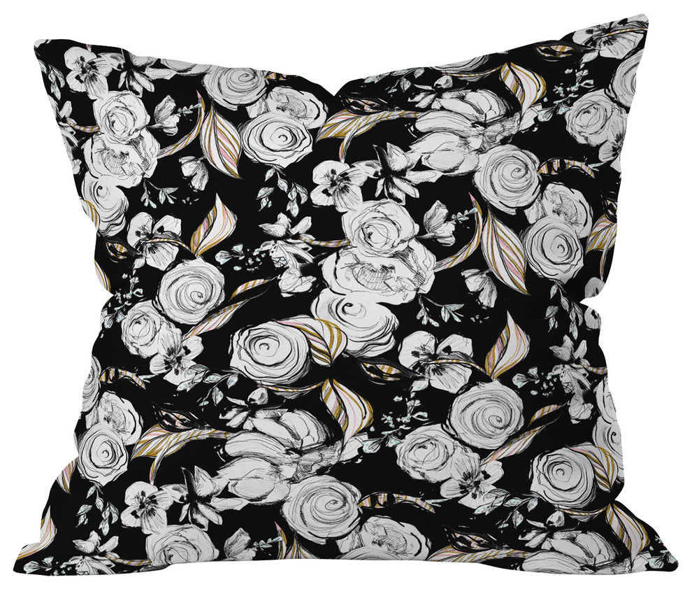 Pattern State Floral Sketch Midnight Throw Pillow