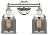 Edison Small Bell 2-Light 16" Vanity Light, Polished Nickel -Plated Smoke Shade