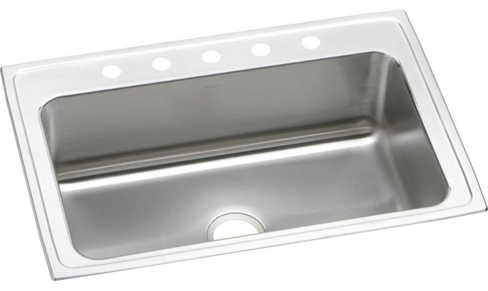 DLRS3322105 Lustertone Classic Stainless Steel 33" x 22" Drop-in Sink, 5 Holes
