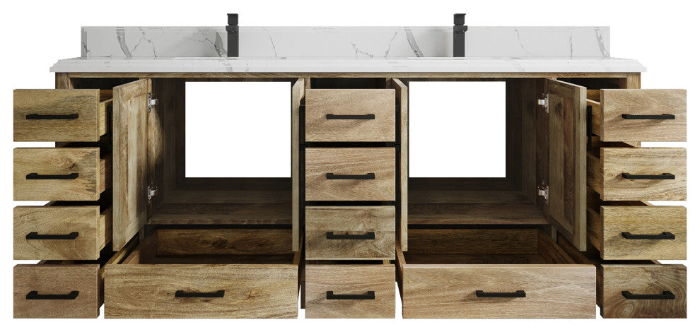 Malibu Mango 84 Double Sink Bath Vanity in Natural 1.5" Calacatta Laza