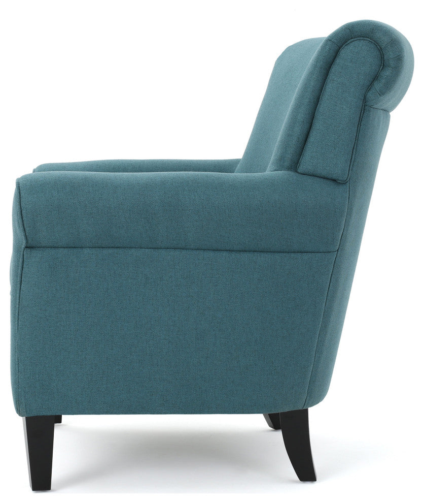GDF Studio Manon Plush Comfortable Fabric Club Chair, Teal