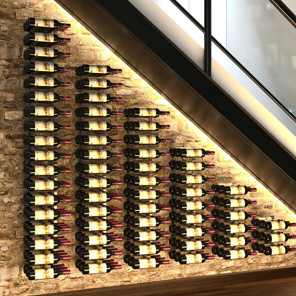 W Series Wine Rack 4 Wall Mounted Metal Bottle Storage, Matte Black, 36 Bottles (Triple Deep)