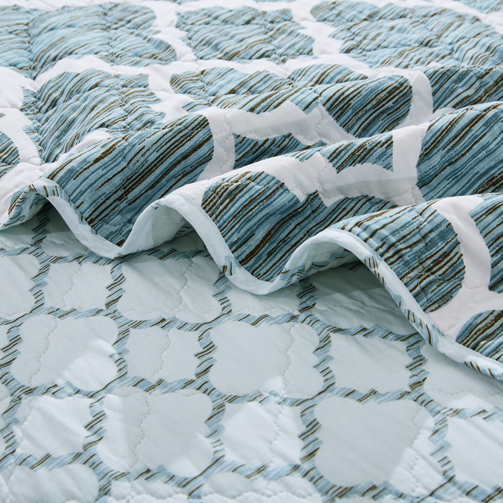 Honor Quilted 7 Piece Bed Spread Set, Blue, Queen