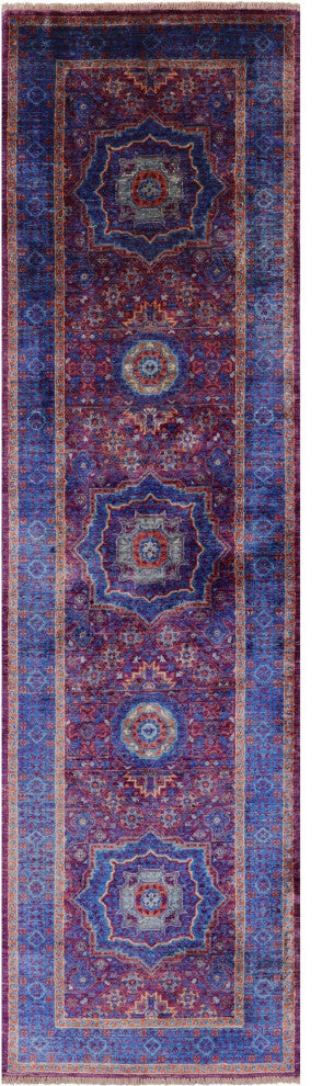 2' 8" X 9' 10" Runner Mamluk Handmade Wool Rug - Q12629