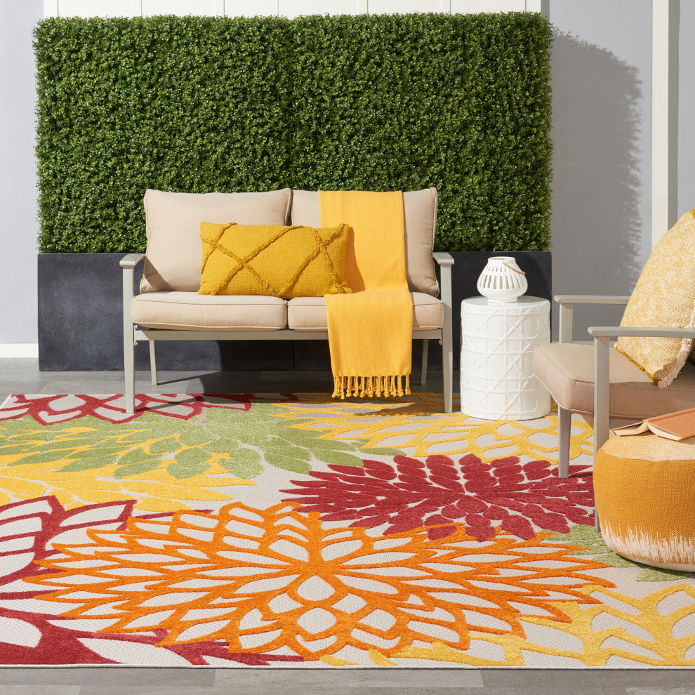 Nourison Aloha 12' x 15' Red Multi Colored Tropical Area Rug