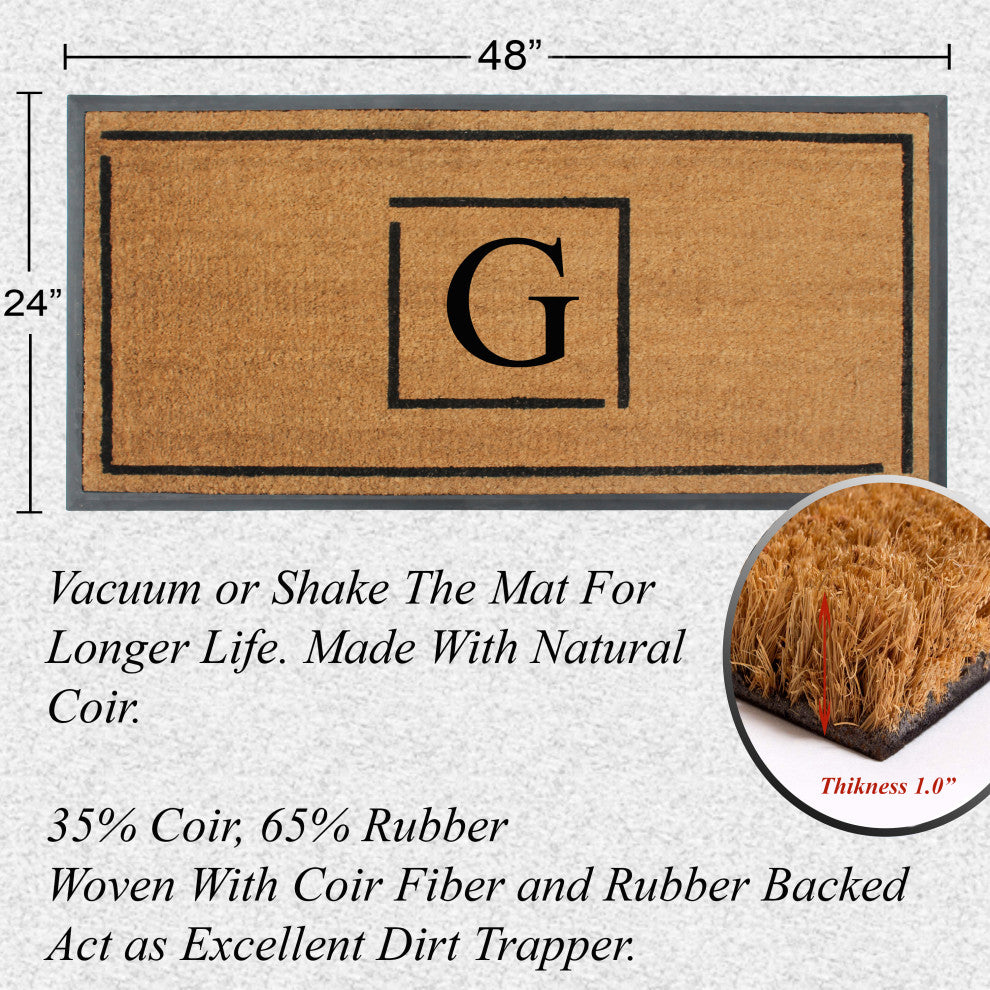 A1HC Hand-Crafted 24"x48" Rubber Coir Double-Single Monogrammed, G