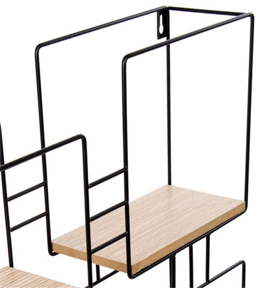 Truu Design Antonucci Decorative Square Metal Frame and Wood Wall Shelf