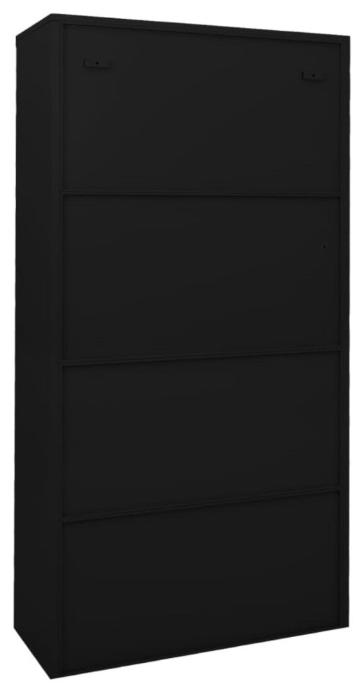 Vidaxl Office Cabinet With Sliding Door Black 35.4"x15.7"x70.9" Steel