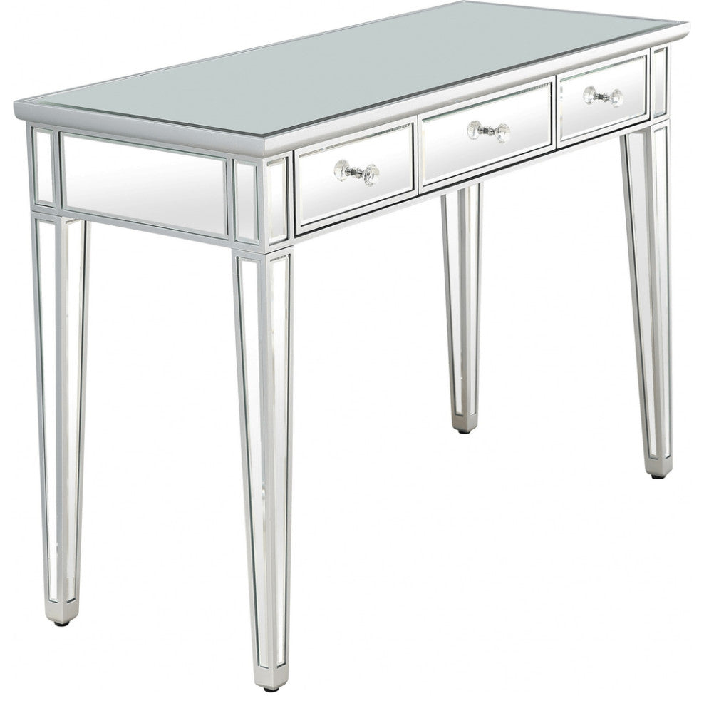 Silver Finish Three Drawer Console Table