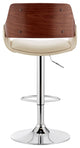 Colby Adjustable Faux Leather and Metal Bar Stool, Cream and Chrome