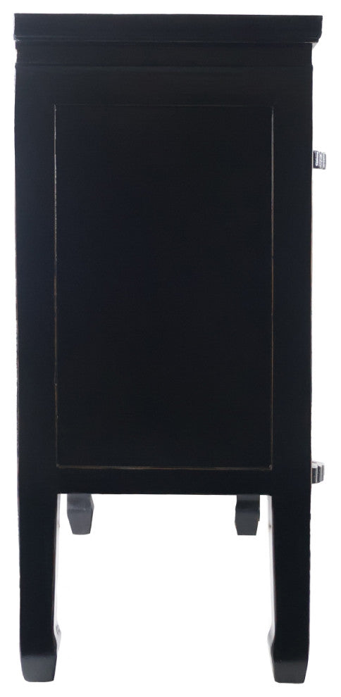 Oriental Hall Chest Antique-Style Black Lacquer