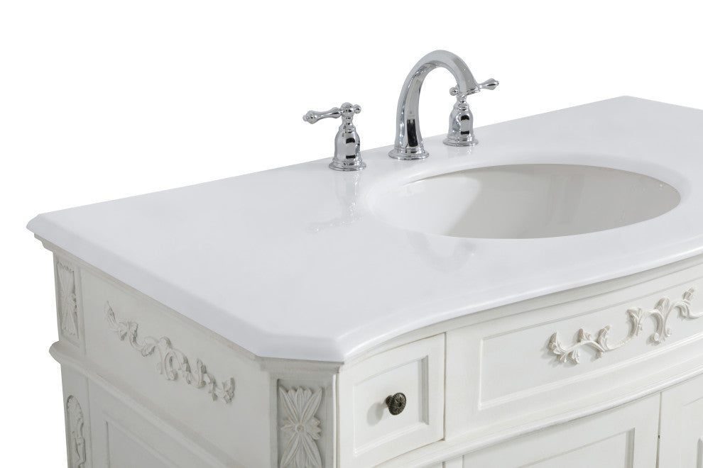 Bathroom Vanity, Antique White, 42", Single Sink