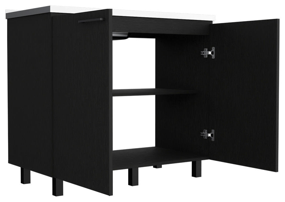 Utility Sink Cabinet Burwood, Kitchen, Black