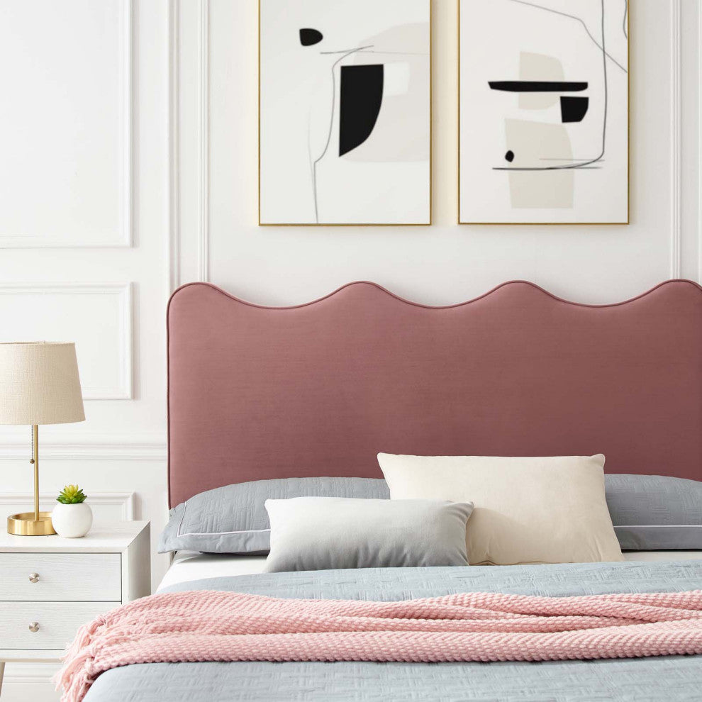 Platform Bed Frame, Queen Size, Pink, Velvet, Modern, Bedroom Guest Suite