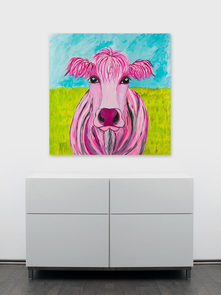 "Pink Kay" Painting Print on Wrapped Canvas, 18"x18"