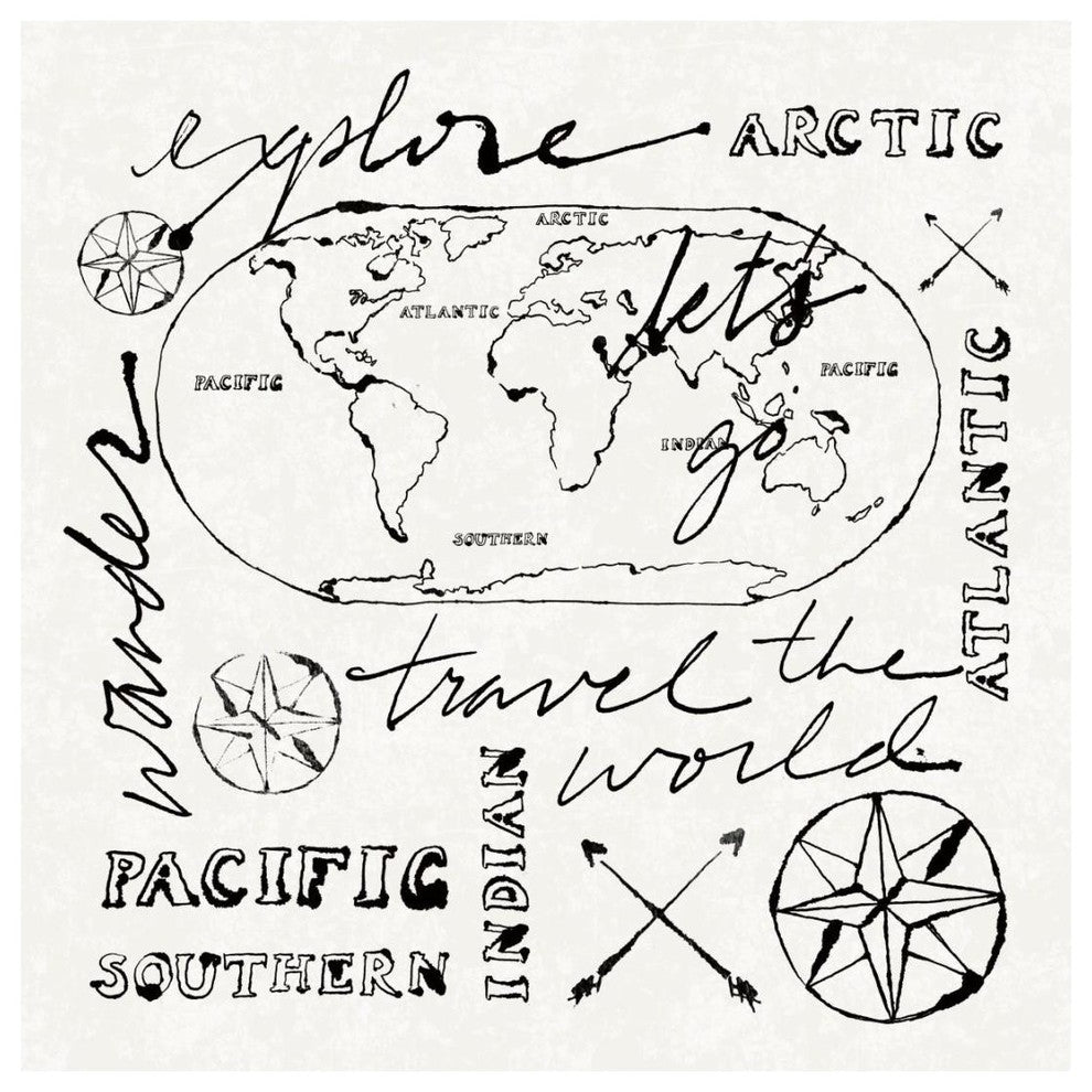 "Mapped Shorelines II" Digital Paper Print by Sue Schlabach, 20"x20"