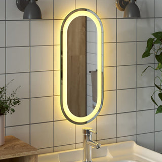 vidaXL LED Bathroom Mirror Wall Mounted Bathroom Vanity Mirror with Lights Oval
