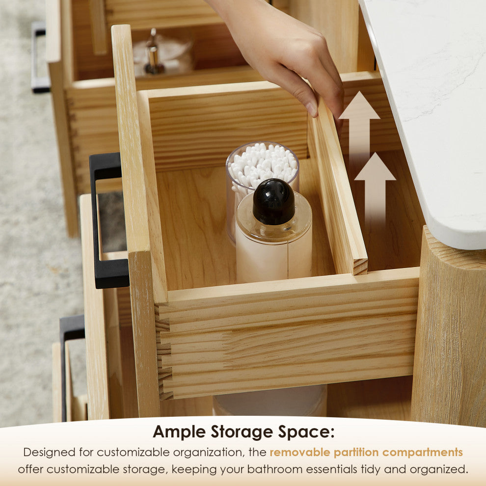 Serene Bathroom Vanity, Nature Brown, 72", No Mirror